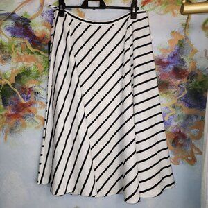 Lauren Ralph Lauren Black & White LA Dolce Vita Striped A-Line Skirt 100% Cotton